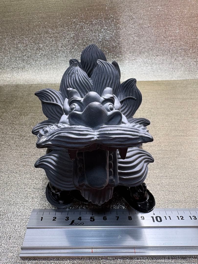 【彫刻置物】龍亀 ろんぐい オブシディアン 黒曜石　財運　金運　風水獣　開運　2