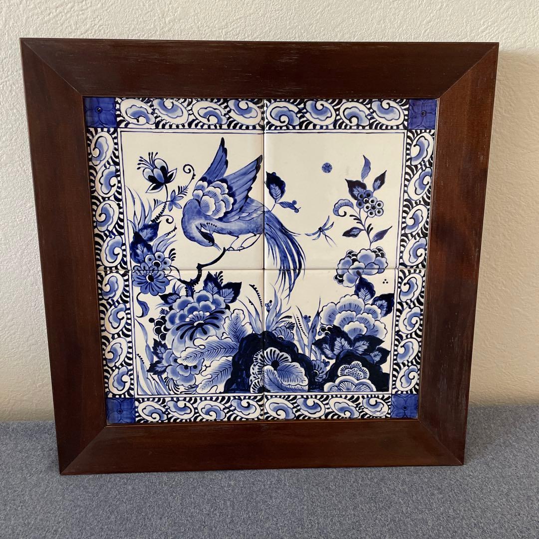 デルフト　ハンドペイント作品　陶板フレーム　額
