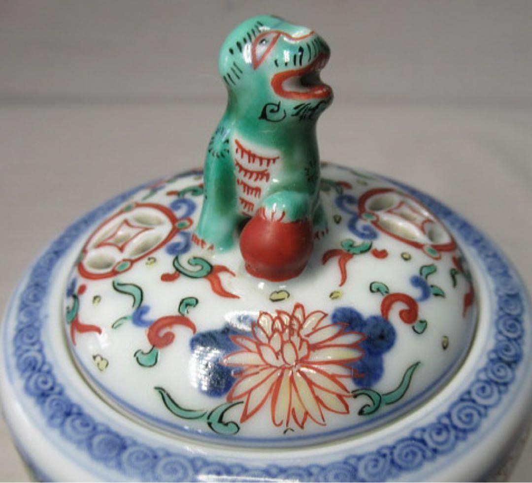 道八造　色絵中国宮廷風景図香炉