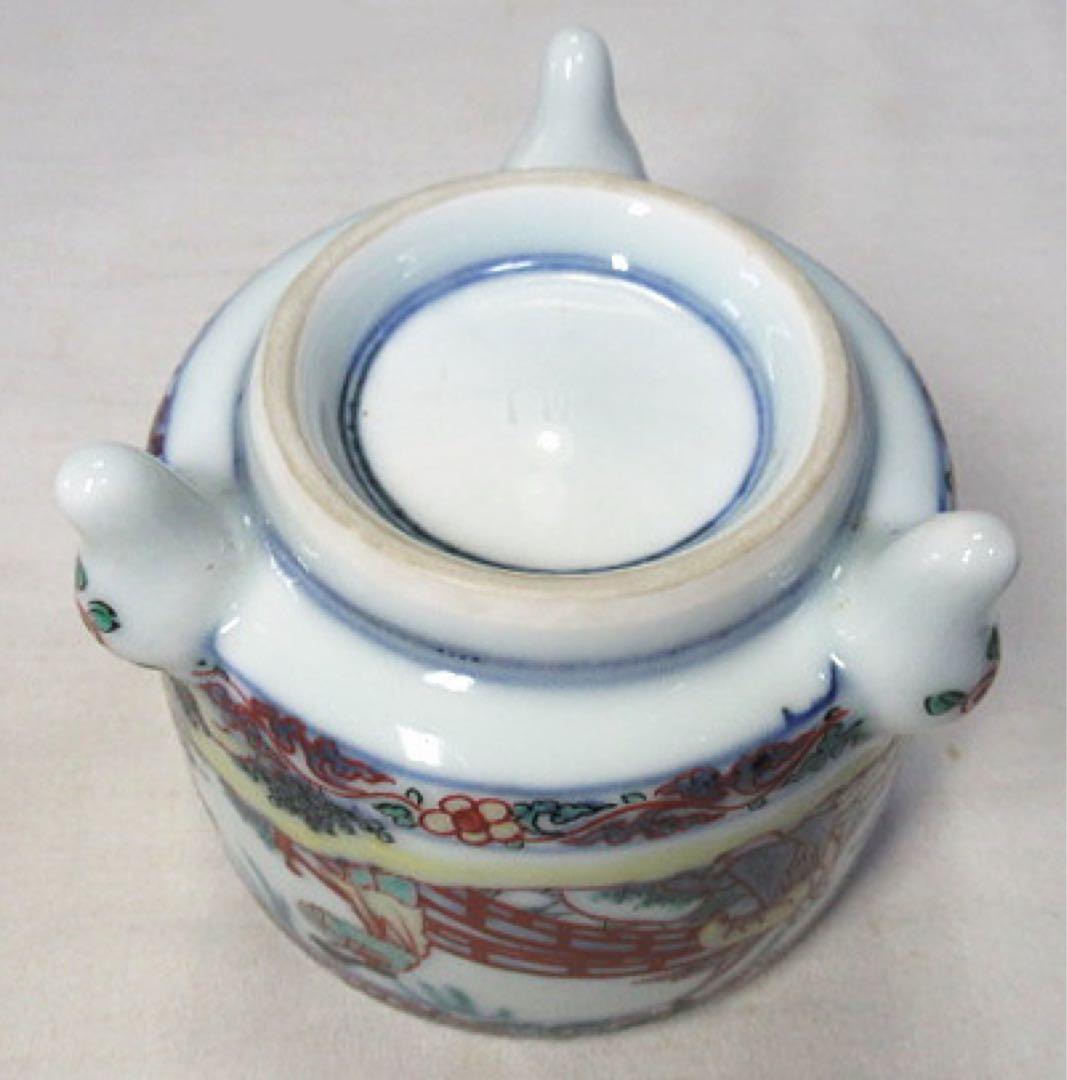 道八造　色絵中国宮廷風景図香炉