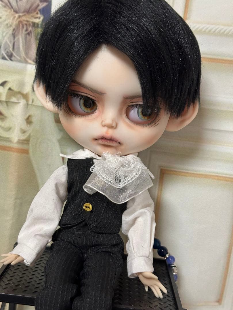 アイシードール本体男の子　ボアウィッグ　OF付き　カスタムアイシードール パテ盛