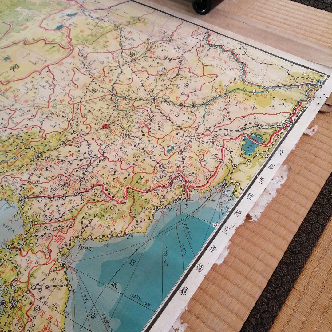 志那詳密大地図　掛軸仕立　戦前中国地図　160cm
