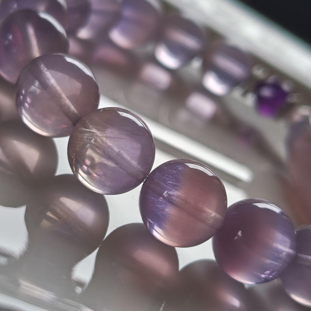 銀線、双頭蓮観音天珠×フローライト×アメジスト