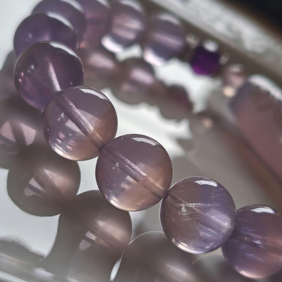 銀線、双頭蓮観音天珠×フローライト×アメジスト