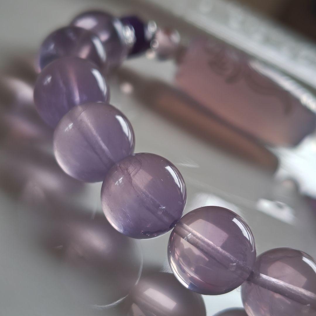 銀線、双頭蓮観音天珠×フローライト×アメジスト