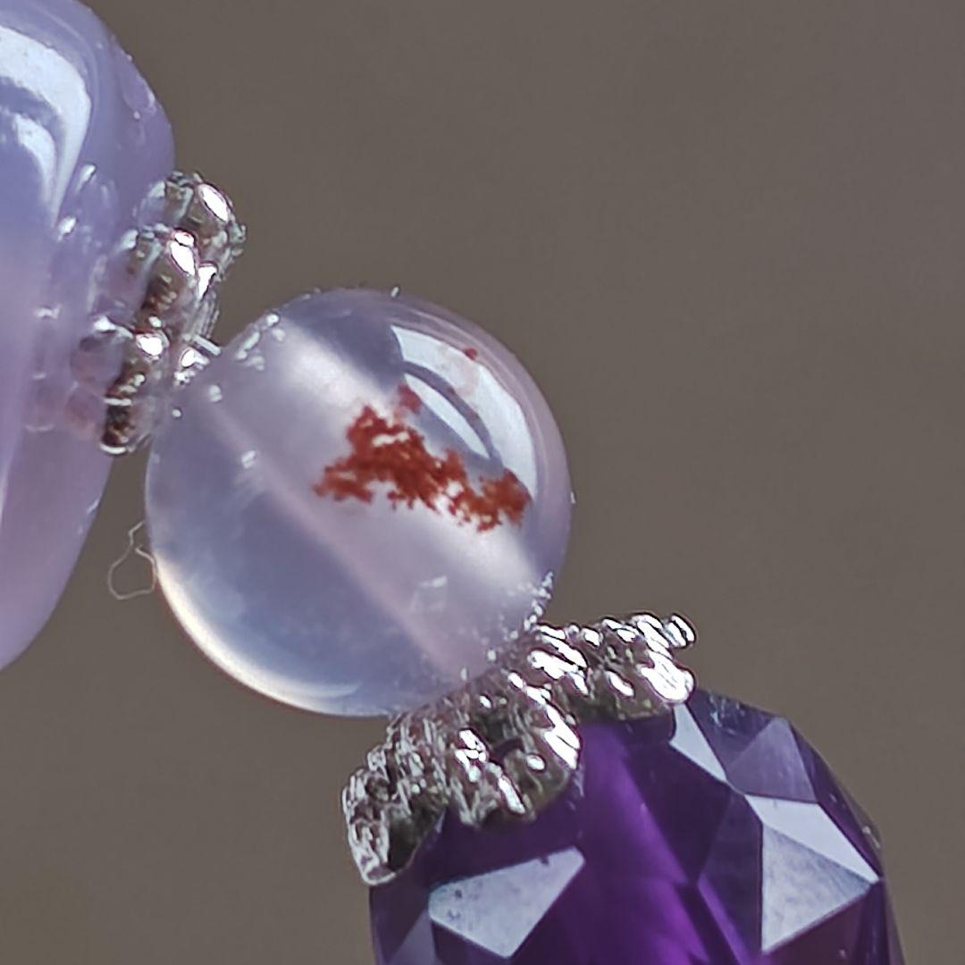 銀線、双頭蓮観音天珠×フローライト×アメジスト