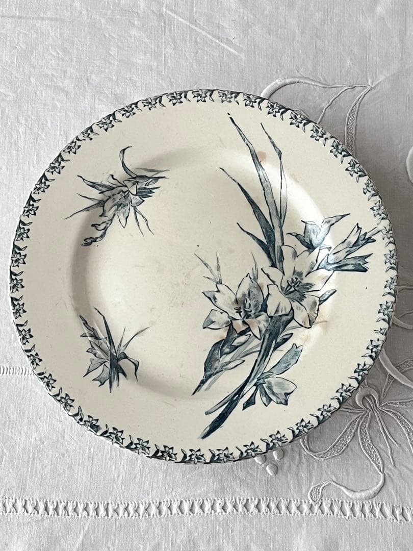 【美品】フランスアンティーク GIEN窯 GLAIEUL コンポート[3870]