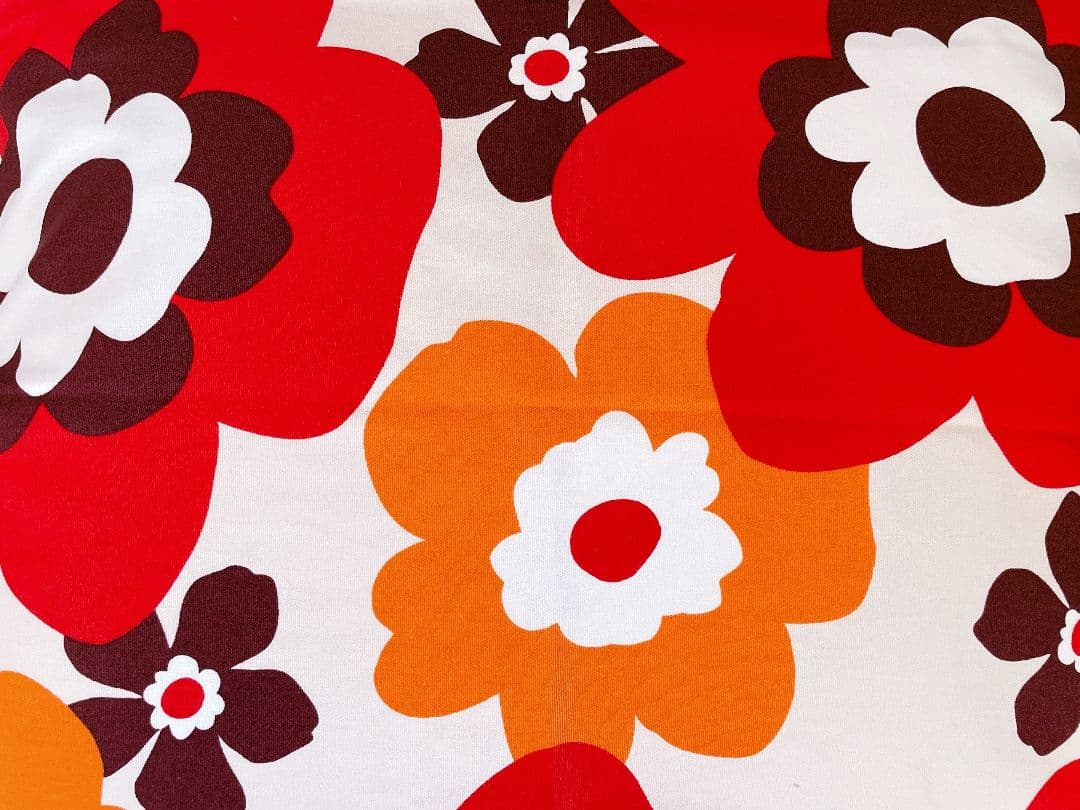 花柄ビッグクッション座布団カバー60×60cm フフラ：サンシャインレッド4枚