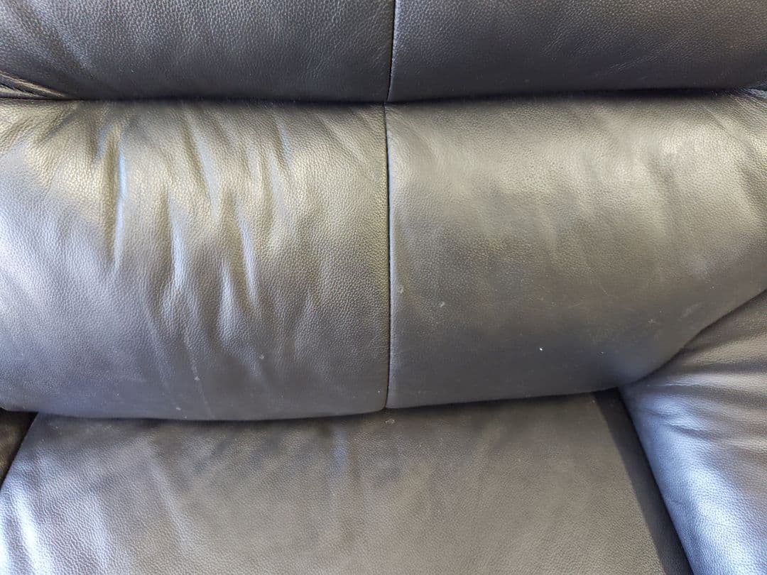 トリプルスターニトリフリオ KD黒レザー本革2人掛けソファ