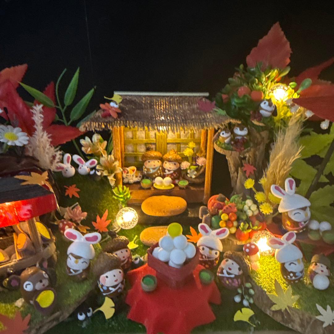 どんぐりアート♡秋のライト付きオブジェ♡