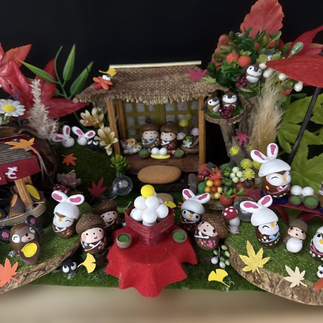 どんぐりアート♡秋のライト付きオブジェ♡