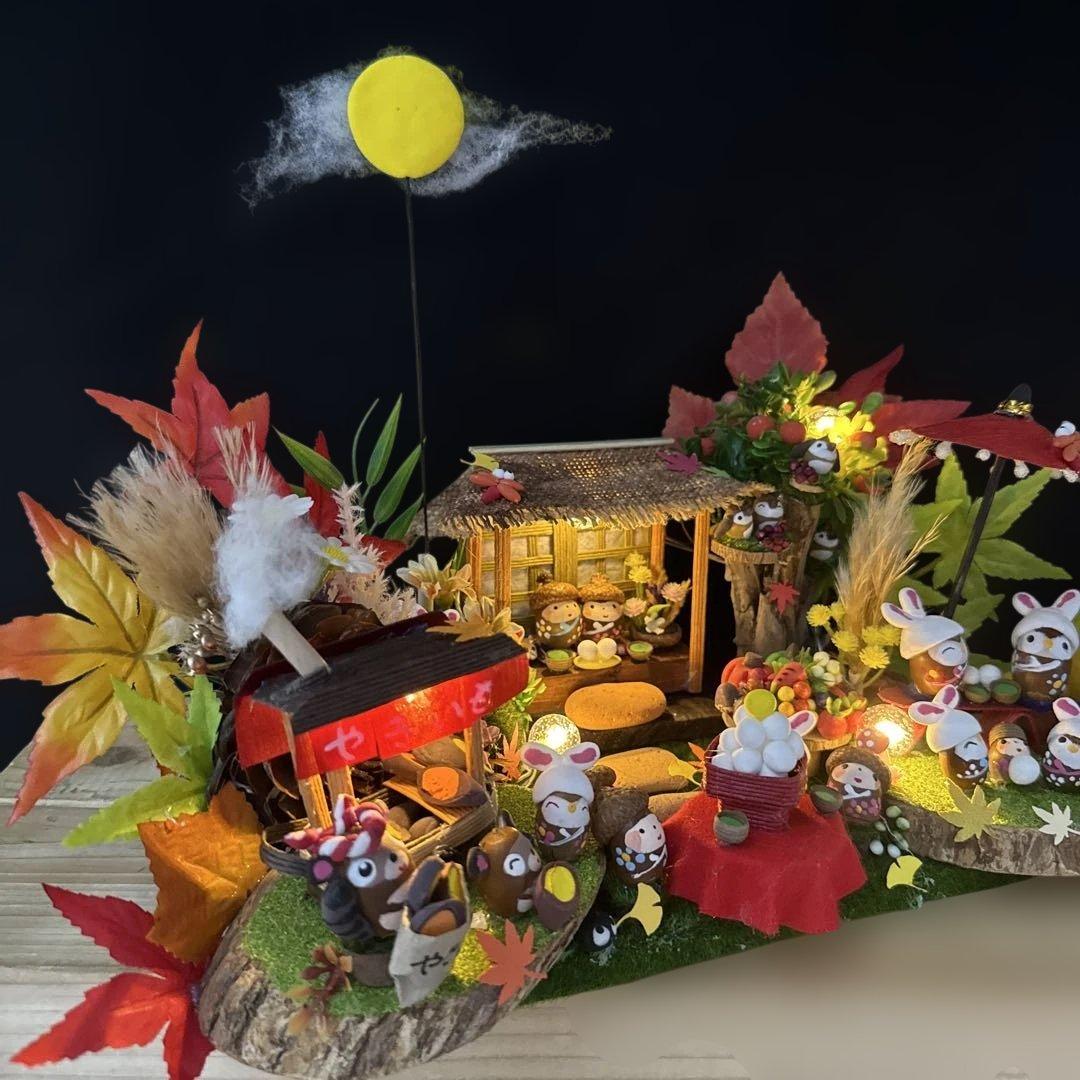 どんぐりアート♡秋のライト付きオブジェ♡