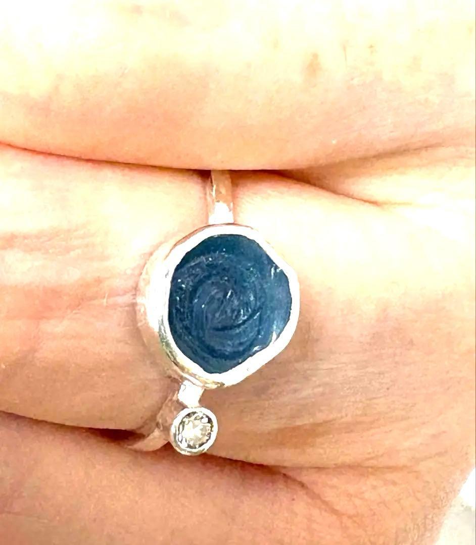 カービングアクアマリンのリング