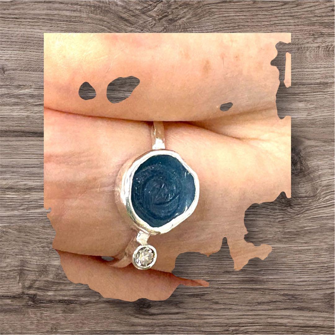 カービングアクアマリンのリング