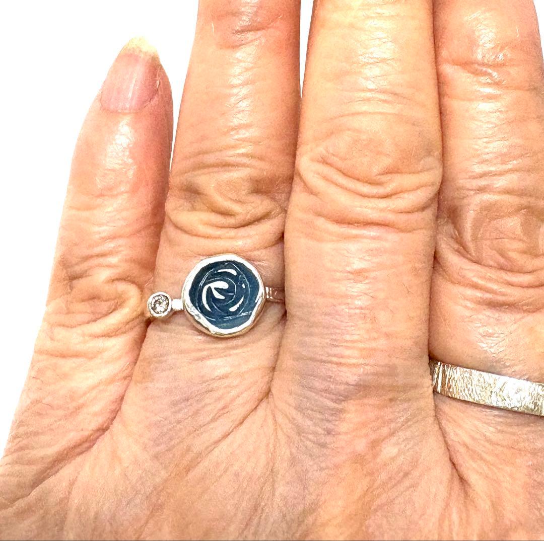 カービングアクアマリンのリング