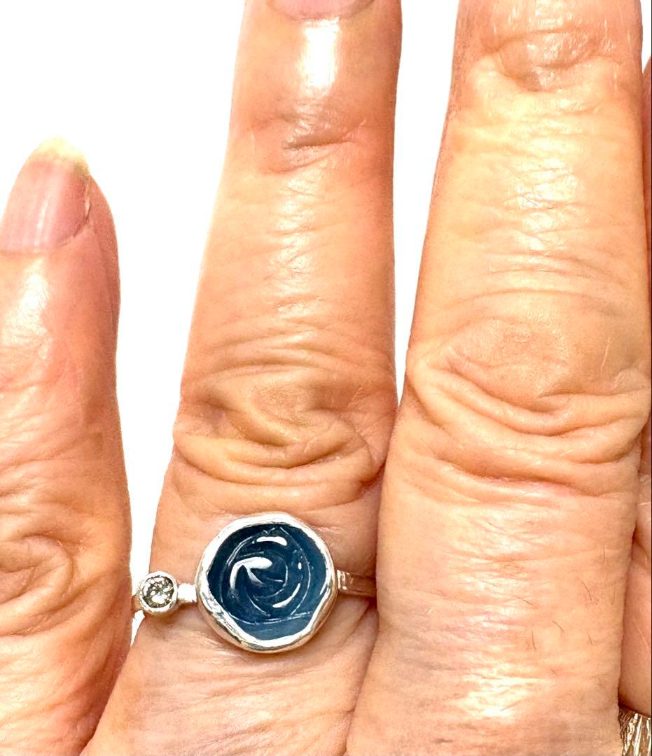 カービングアクアマリンのリング