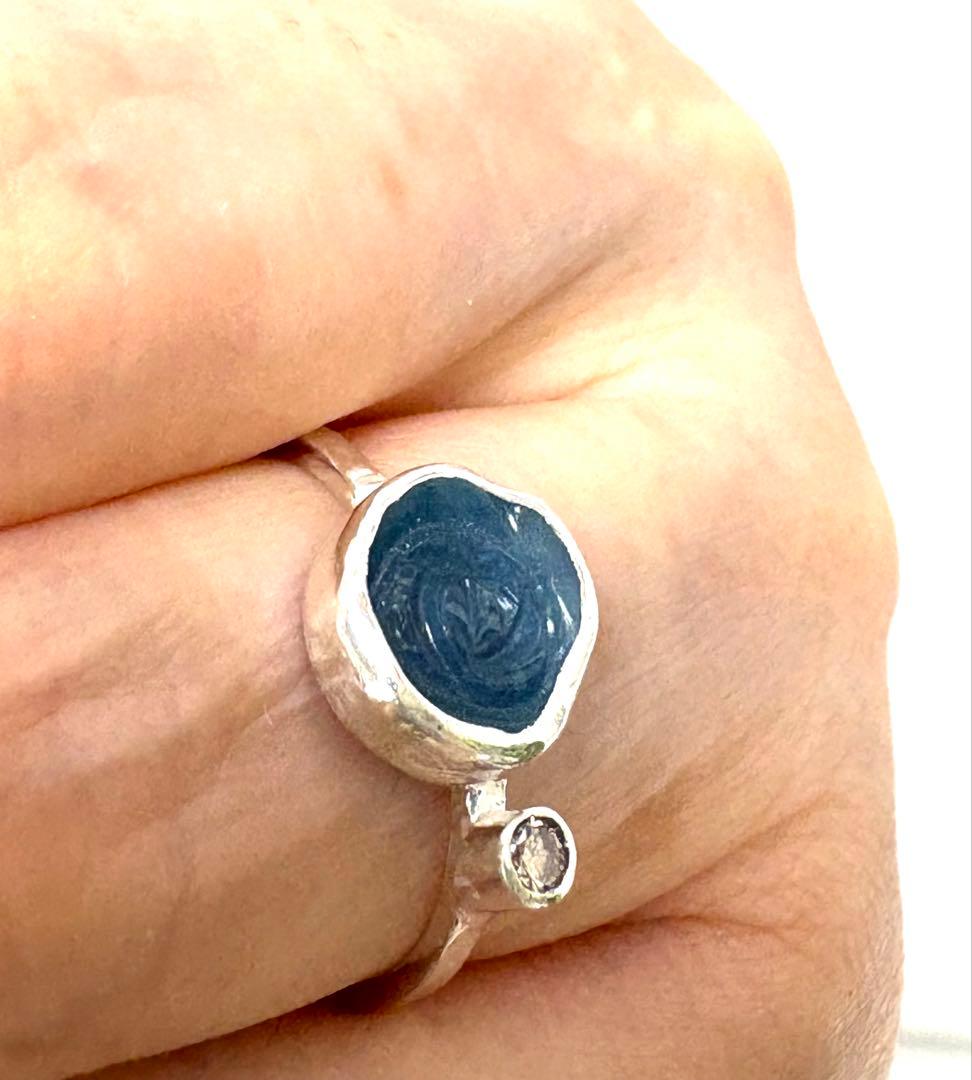 カービングアクアマリンのリング