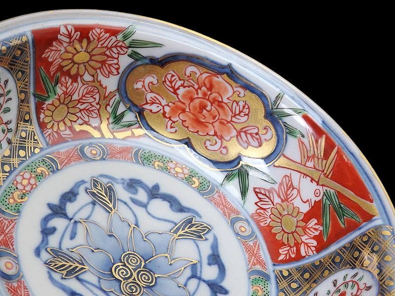 大聖寺伊万里　金襴手　窓絵　花鳥紋の図　春寒鉢　膾皿　５客　C770AS-CZt