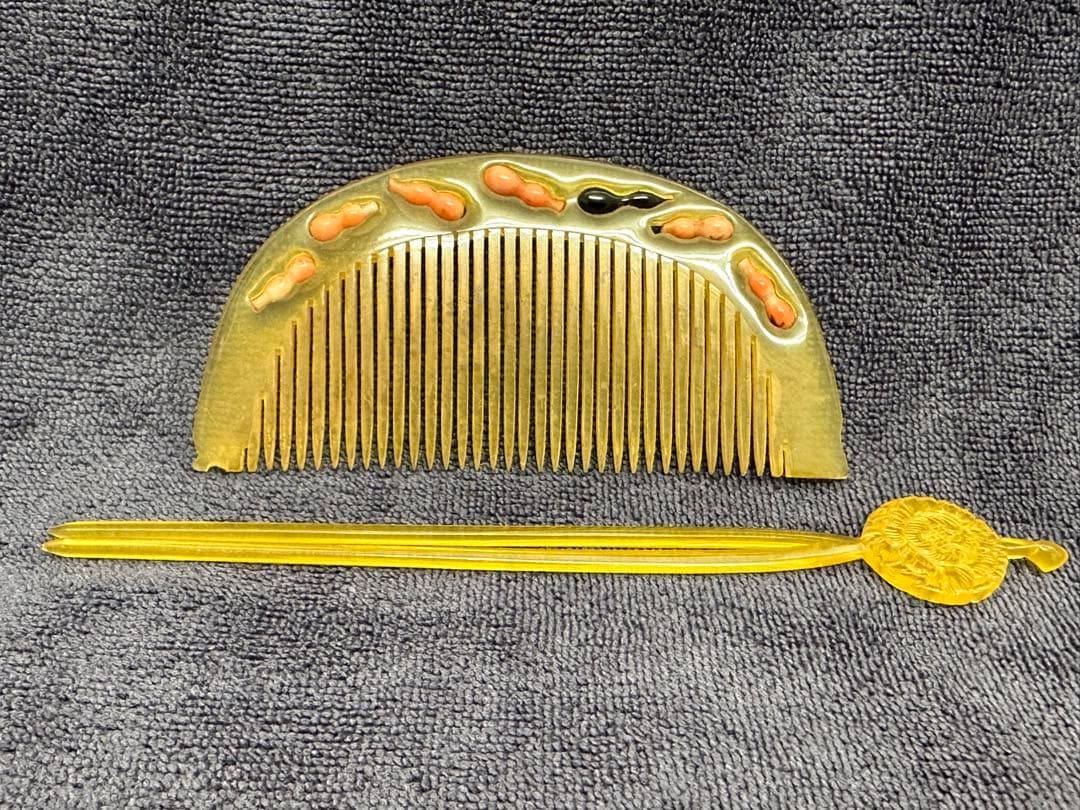 和装小物　鼈甲　珊瑚　象嵌　簪 かんざし アンティーク　時代物