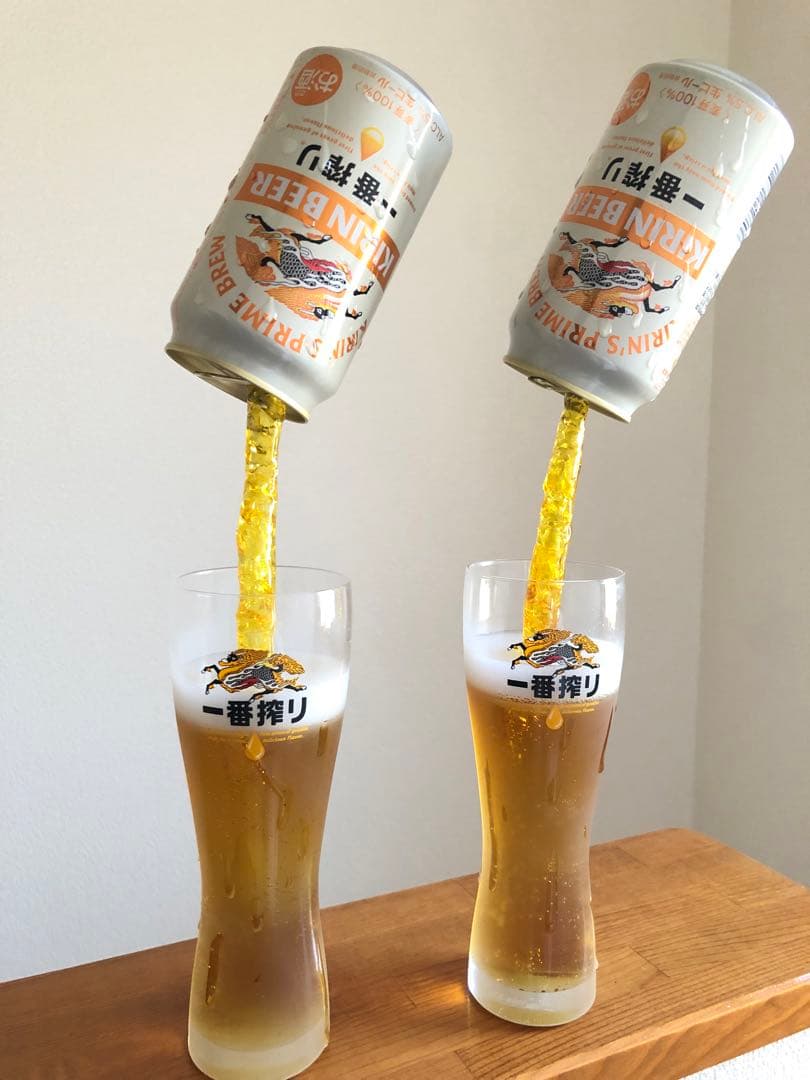akijude　持ち上げビール　麒麟一番搾り　スーパードライ