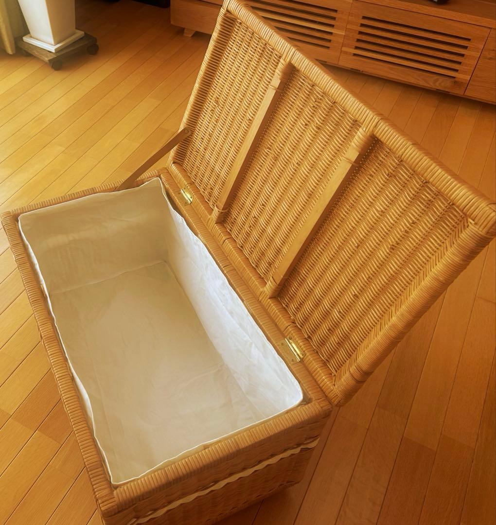 ラタン 編み込み カゴ バスケット 収納 ボックス キャスター付き おもちゃ入れ