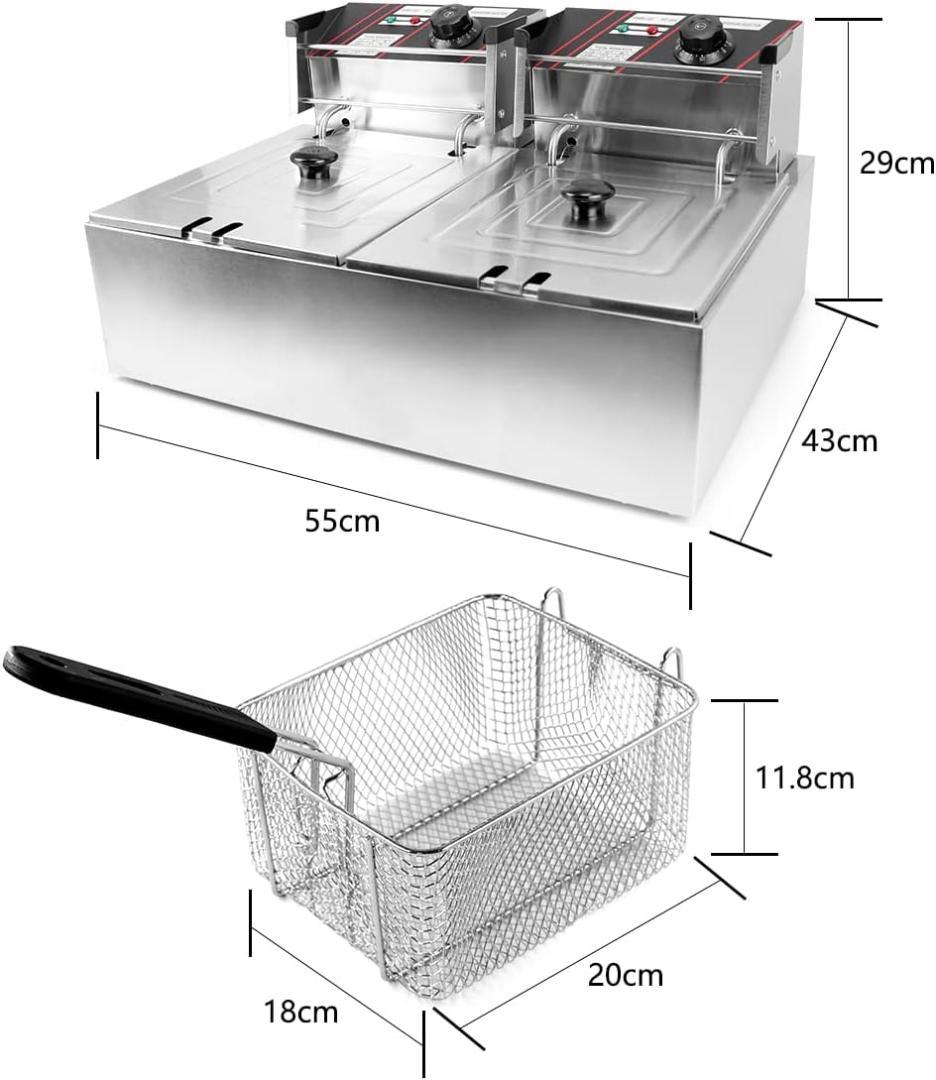 【新品未使用】電気フライヤー 業務用 二槽式 12L 大容量 100/‎110Ⅴ