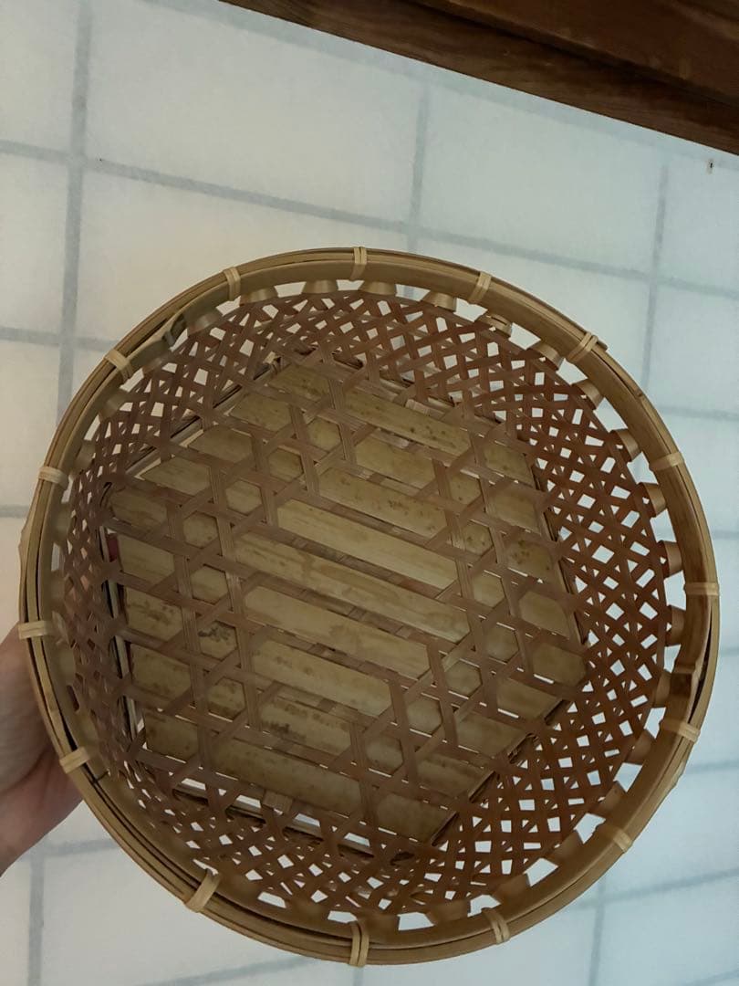 竹製 丸型 ざる 編み目デザイン