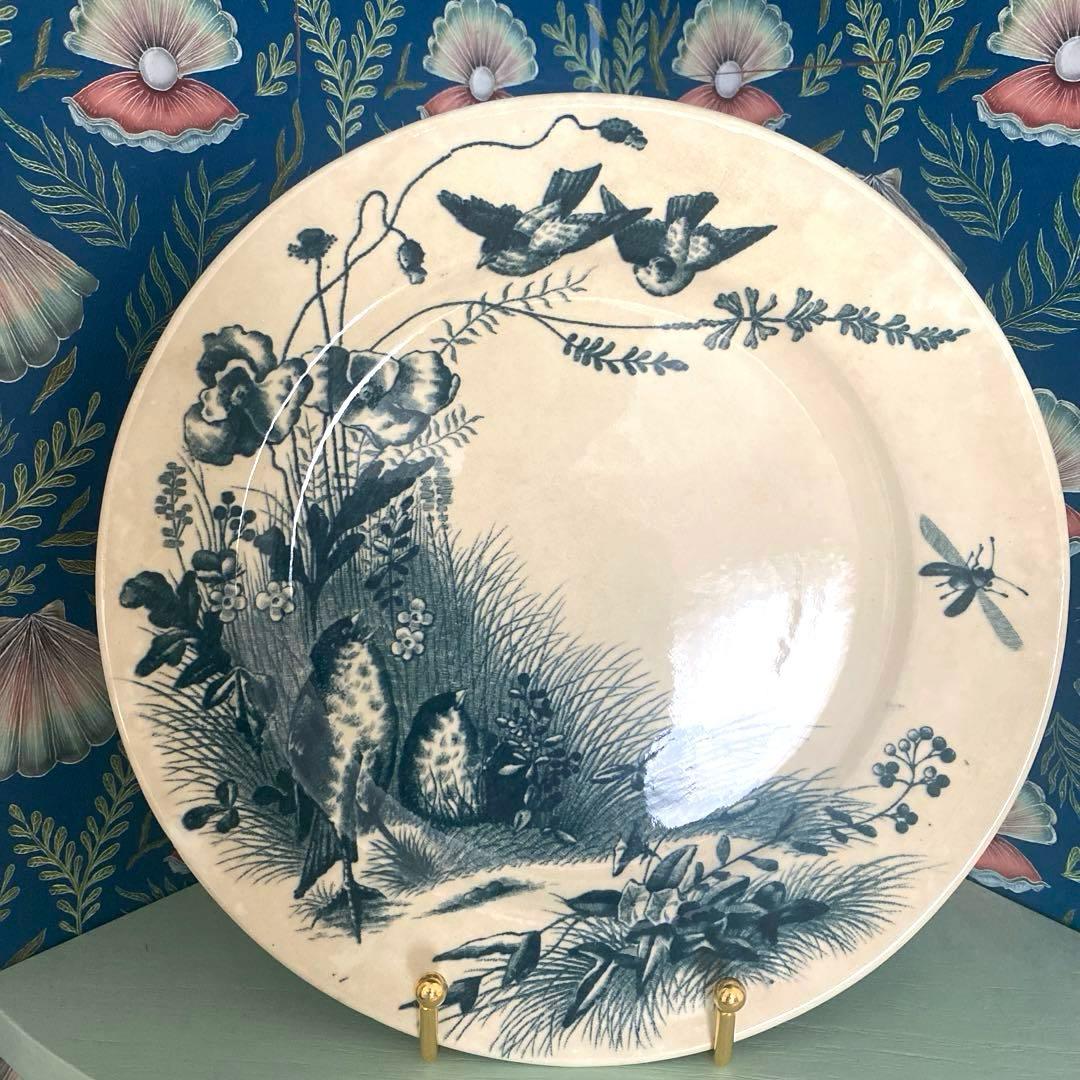 フランス　アンティーク　Bordeaux ボルトー釜プレー ト小鳥　ツバメ