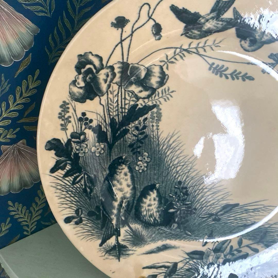 フランス　アンティーク　Bordeaux ボルトー釜プレー ト小鳥　ツバメ