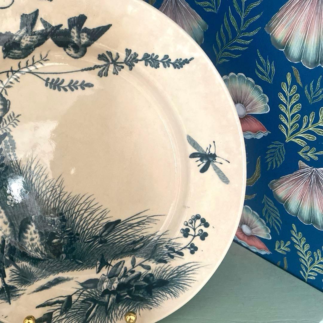 フランス　アンティーク　Bordeaux ボルトー釜プレー ト小鳥　ツバメ