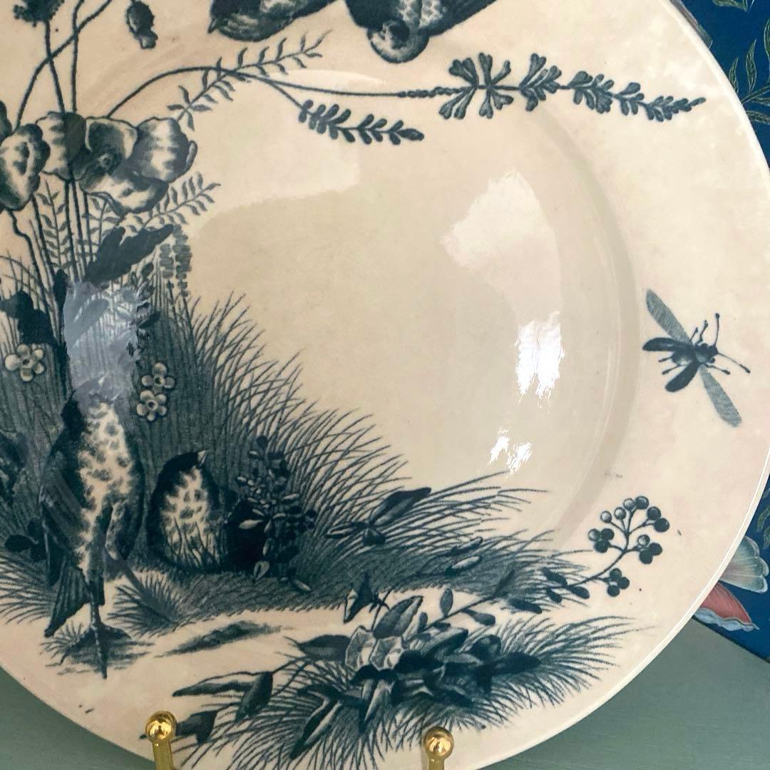 フランス　アンティーク　Bordeaux ボルトー釜プレー ト小鳥　ツバメ