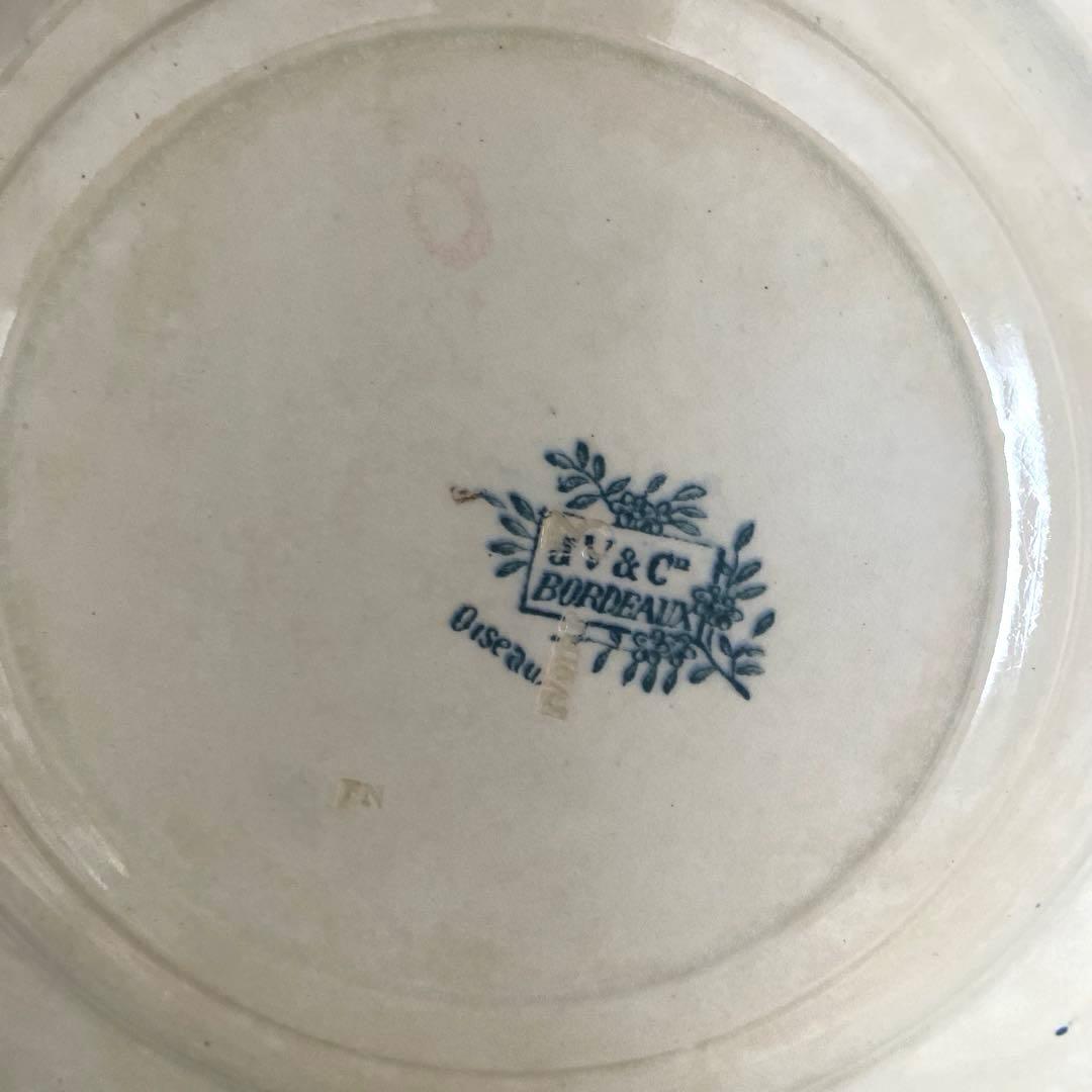 フランス　アンティーク　Bordeaux ボルトー釜プレー ト小鳥　ツバメ