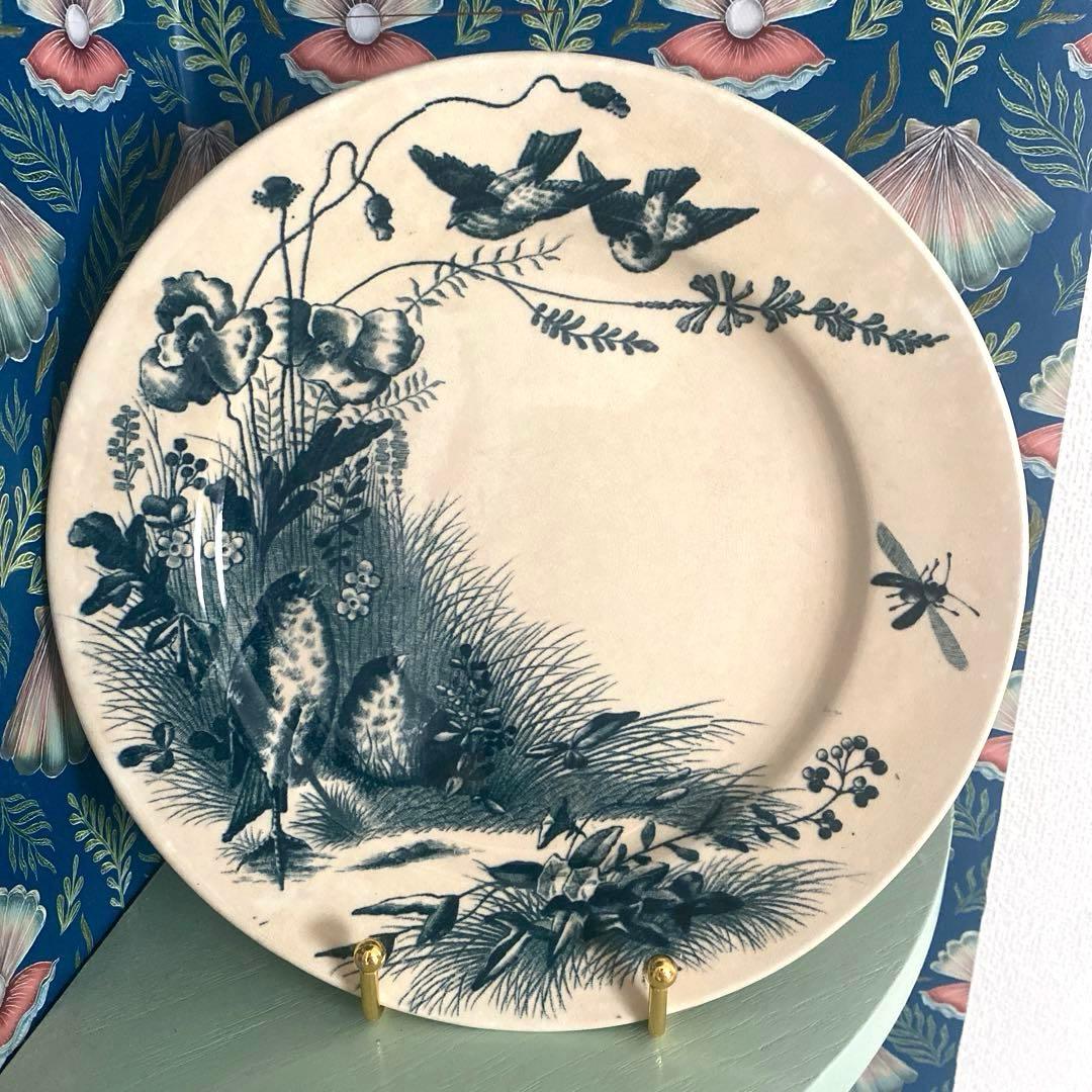 フランス　アンティーク　Bordeaux ボルトー釜プレー ト小鳥　ツバメ