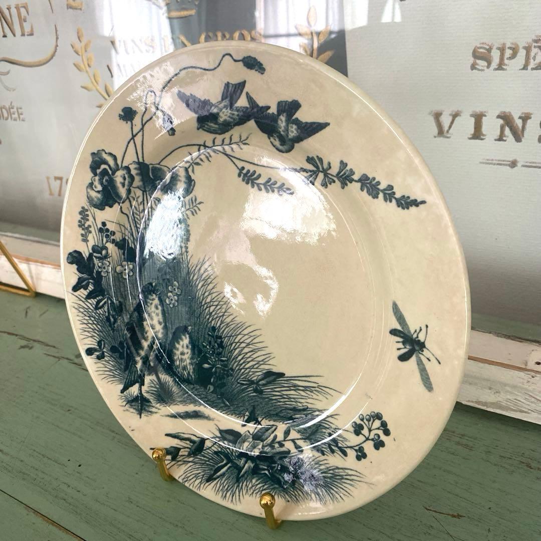 フランス　アンティーク　Bordeaux ボルトー釜プレー ト小鳥　ツバメ