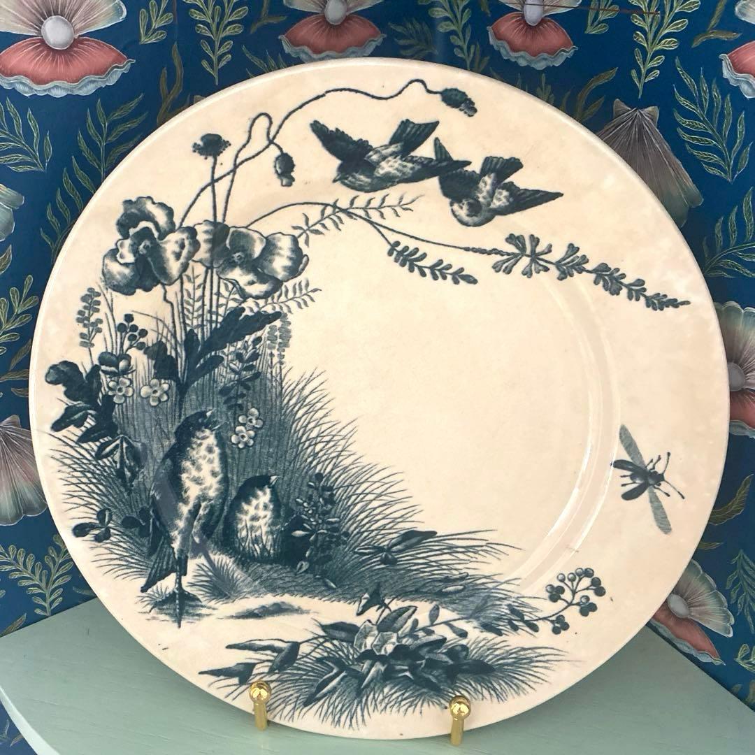 フランス　アンティーク　Bordeaux ボルトー釜プレー ト小鳥　ツバメ