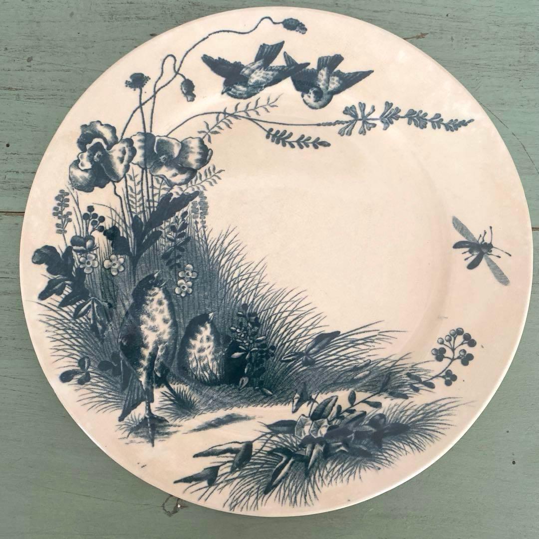 フランス　アンティーク　Bordeaux ボルトー釜プレー ト小鳥　ツバメ