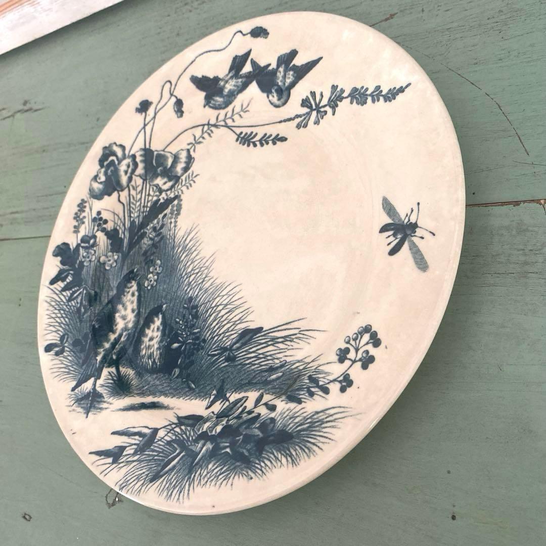 フランス　アンティーク　Bordeaux ボルトー釜プレー ト小鳥　ツバメ