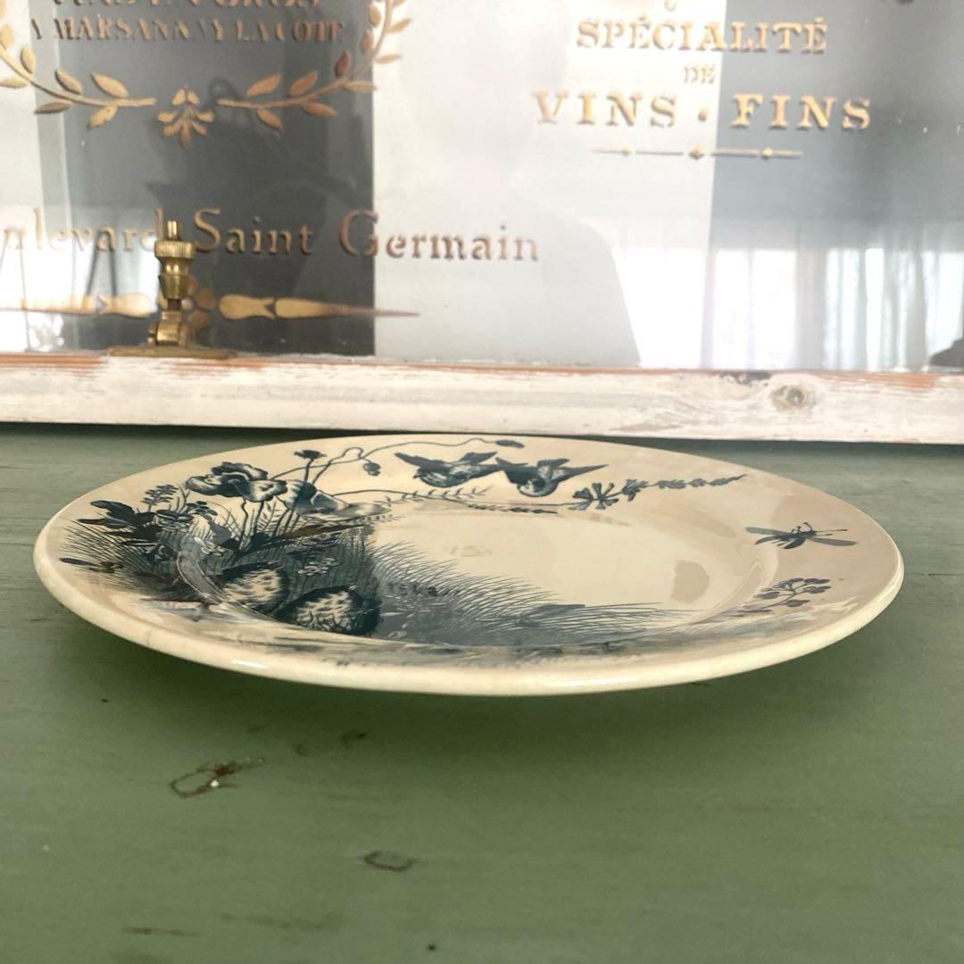 フランス　アンティーク　Bordeaux ボルトー釜プレー ト小鳥　ツバメ