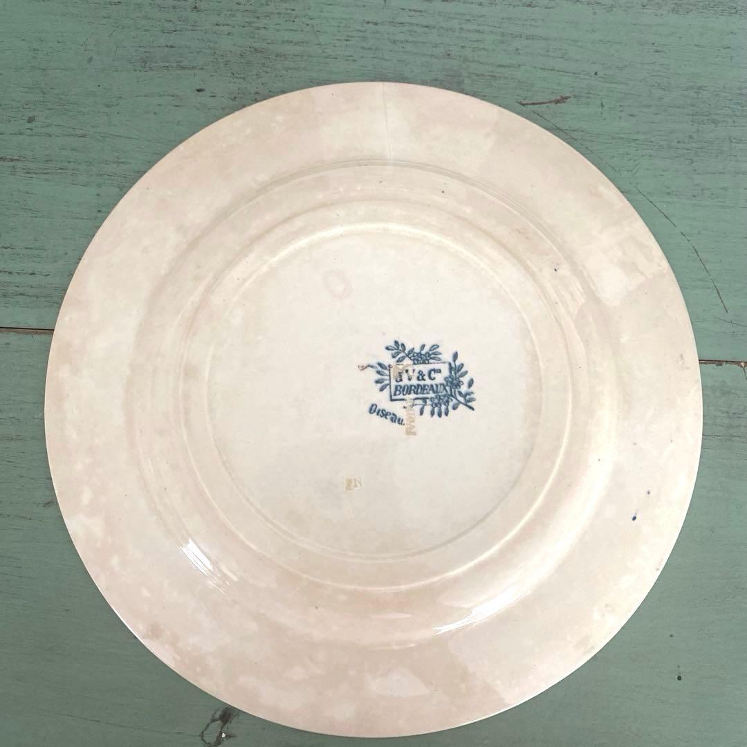 フランス　アンティーク　Bordeaux ボルトー釜プレー ト小鳥　ツバメ