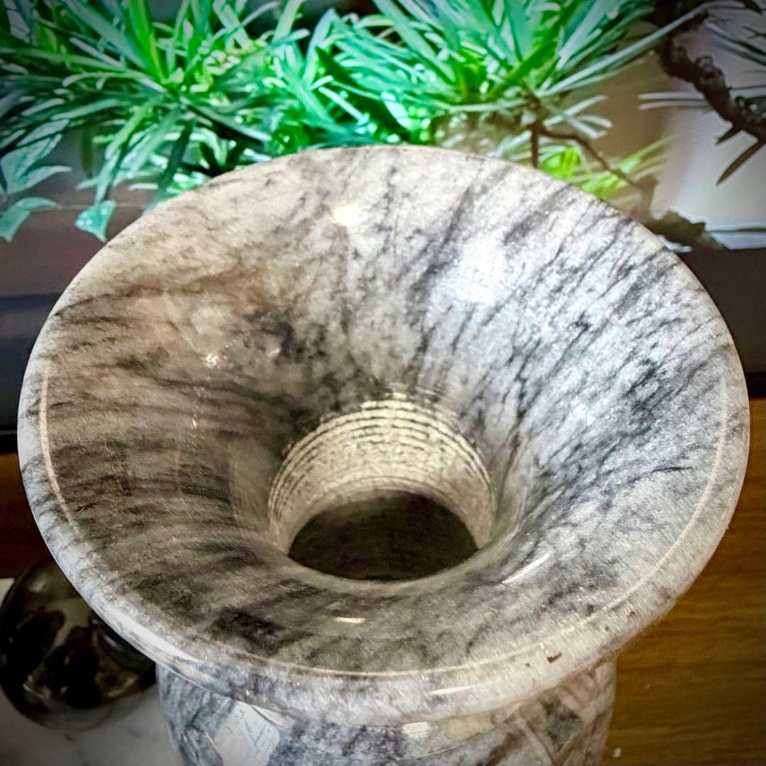 石製 花瓶 2点セット 大理石玉石透光 和モダン 庭園 置物 仏壇 花立て 侘寂