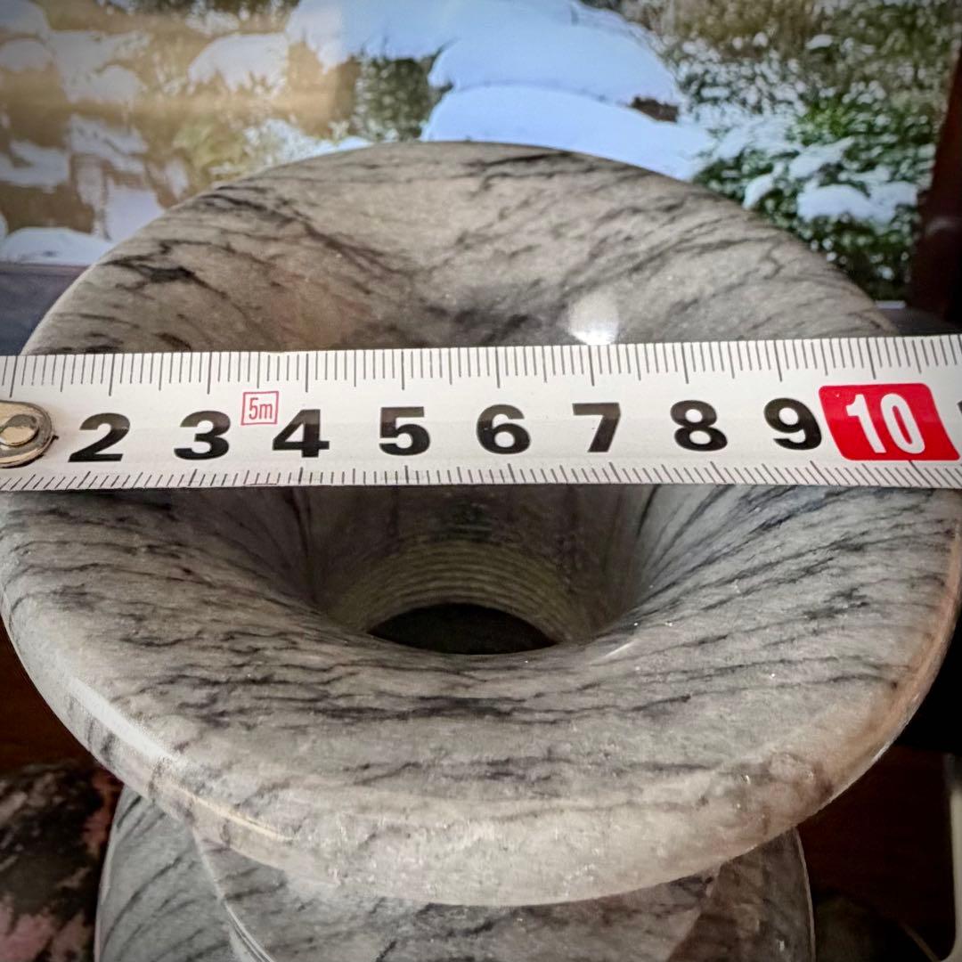 石製 花瓶 2点セット 大理石玉石透光 和モダン 庭園 置物 仏壇 花立て 侘寂