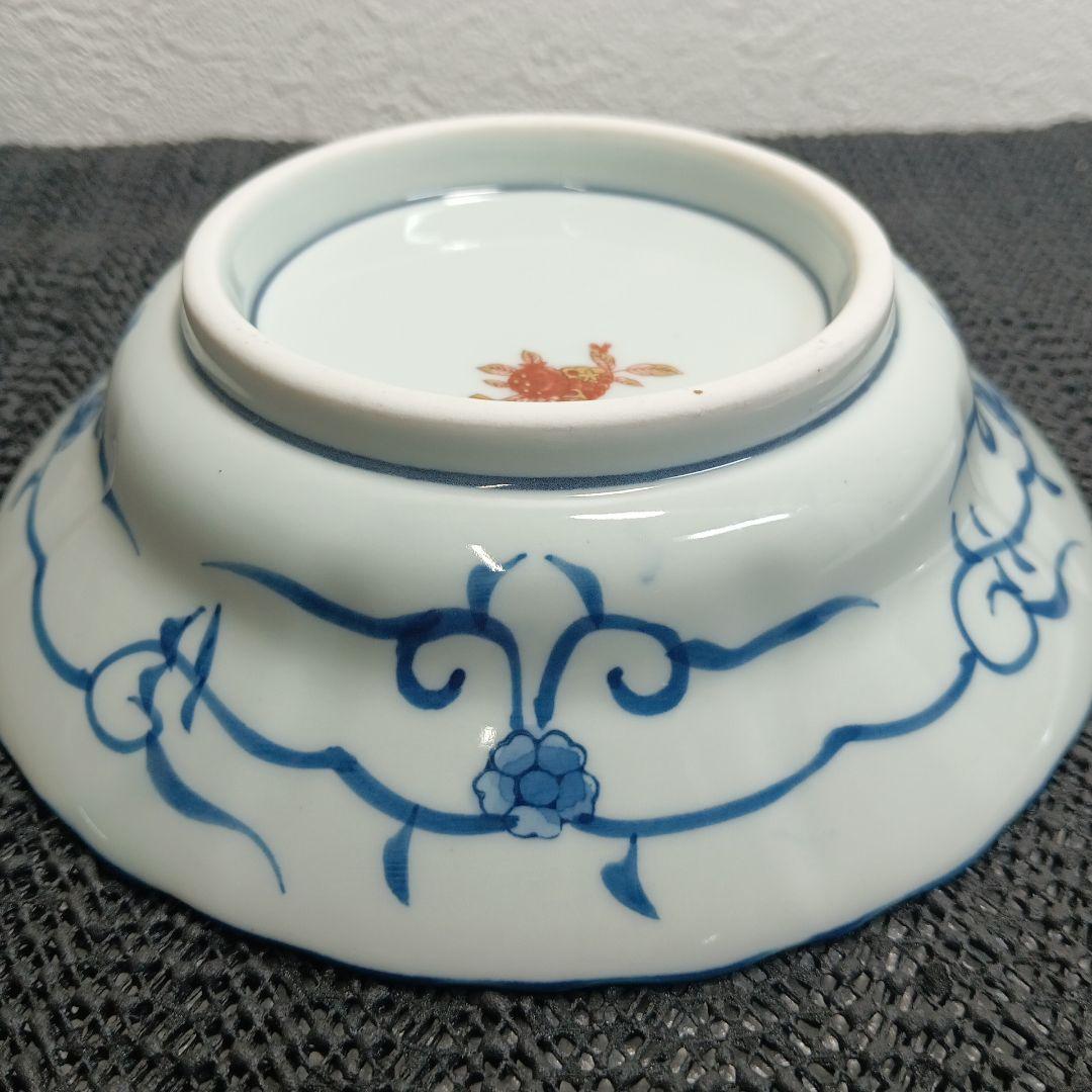【美品】有田焼 林九郎 染錦八方地紋 浅小鉢 古伊万里様式 豪華絢爛 5枚セット