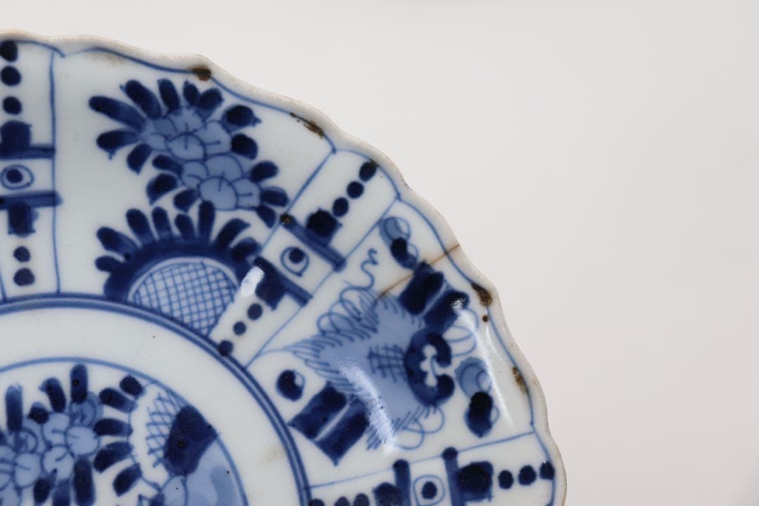 中国　明時代　染付花卉昆虫紋皿3点　送料込み0201