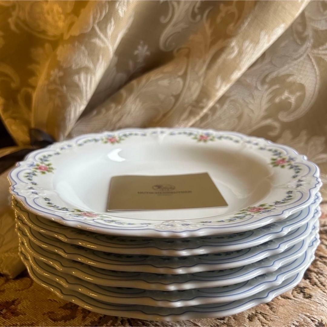 新品 ドイツ製 HUTSCHENREUTHER ローズガーランド スープ皿 6枚