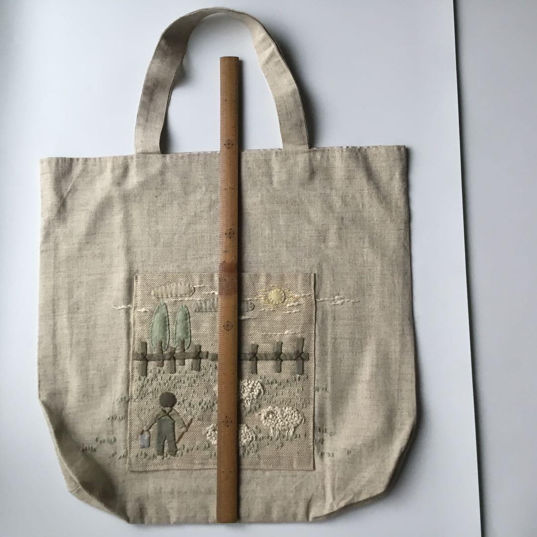 手提げバッグ ATELIER Sachiko アップリケと刺繍　未使用