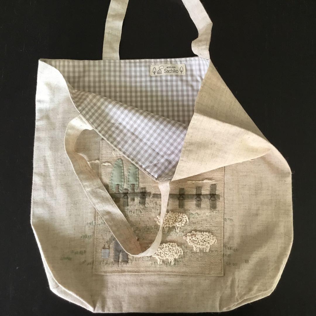 手提げバッグ ATELIER Sachiko アップリケと刺繍　未使用