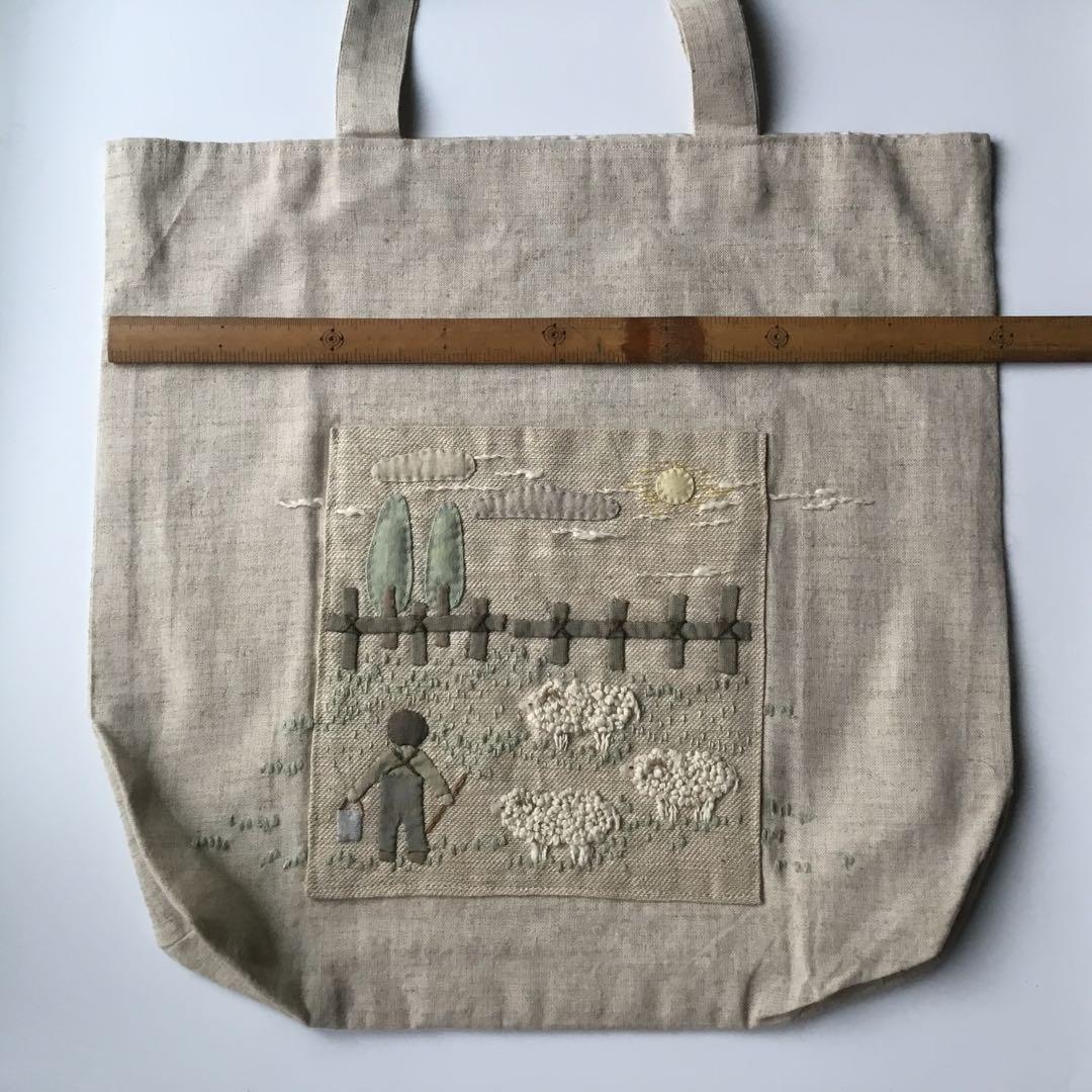 手提げバッグ ATELIER Sachiko アップリケと刺繍　未使用