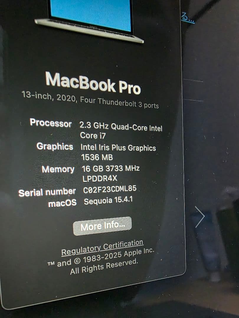 MacBook本体 2020 MacBook Pro i7 512GB 16G 13.3 A2251