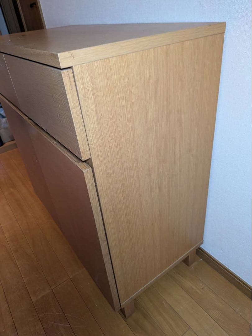 ■送料込■無印良品 木製キャビネット 木扉 棚 収納 廃盤品 キッチンチェスト