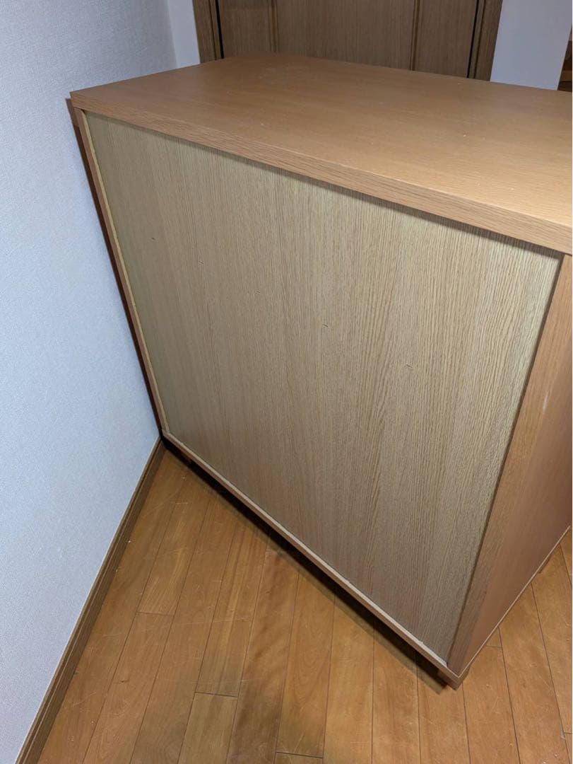 ■送料込■無印良品 木製キャビネット 木扉 棚 収納 廃盤品 キッチンチェスト